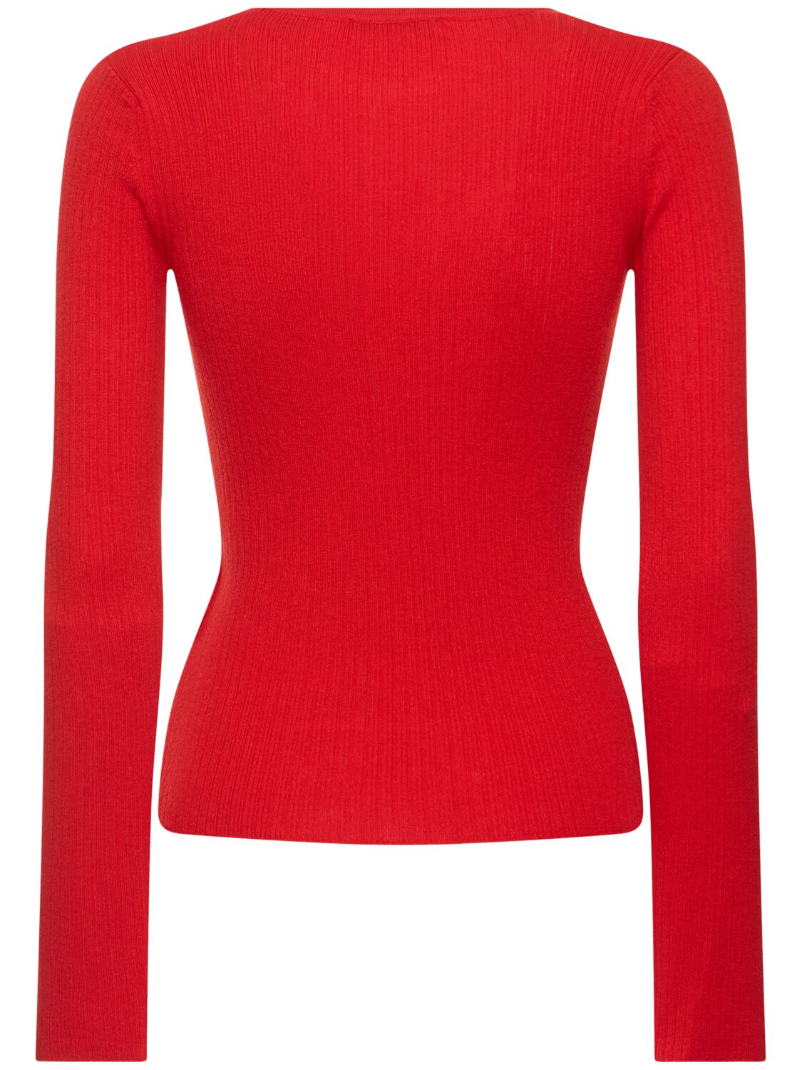 Shop Max Mara Urlo Silk & Cashmere Long Sleeve Top In Red