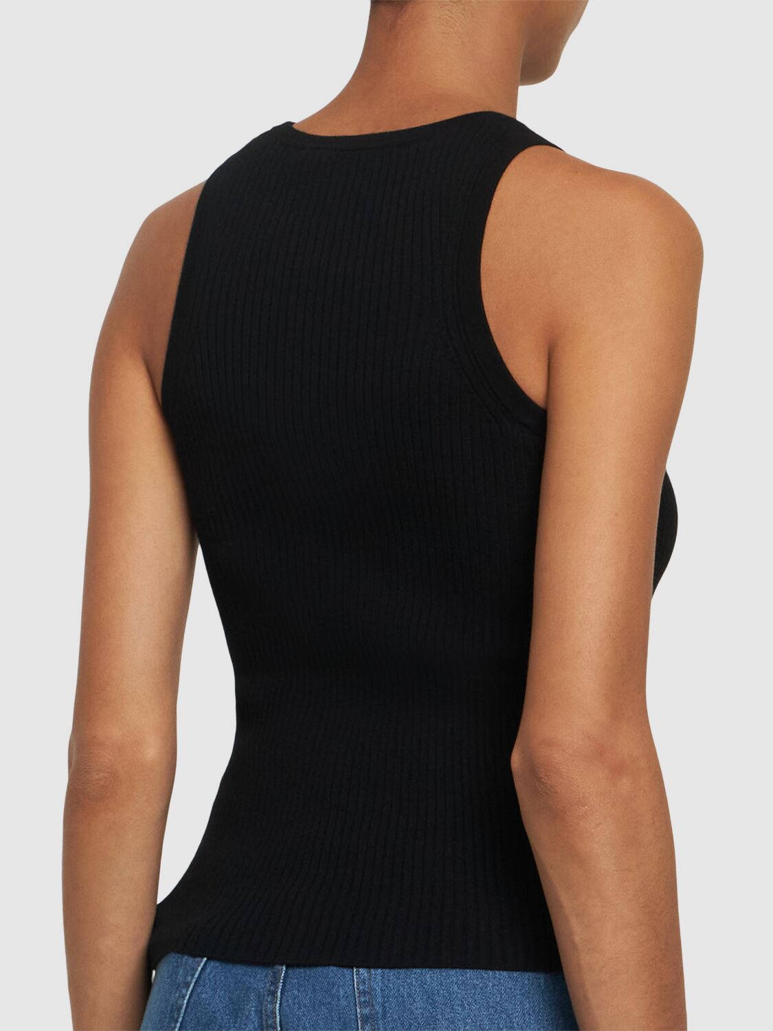 Shop Weekend Max Mara Olimpo Sleeveless Rib Knit Top In Black