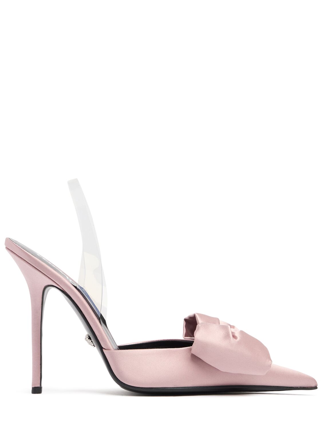 Versace 110mm Satin Slingback Heels In Dusty Rose/pall