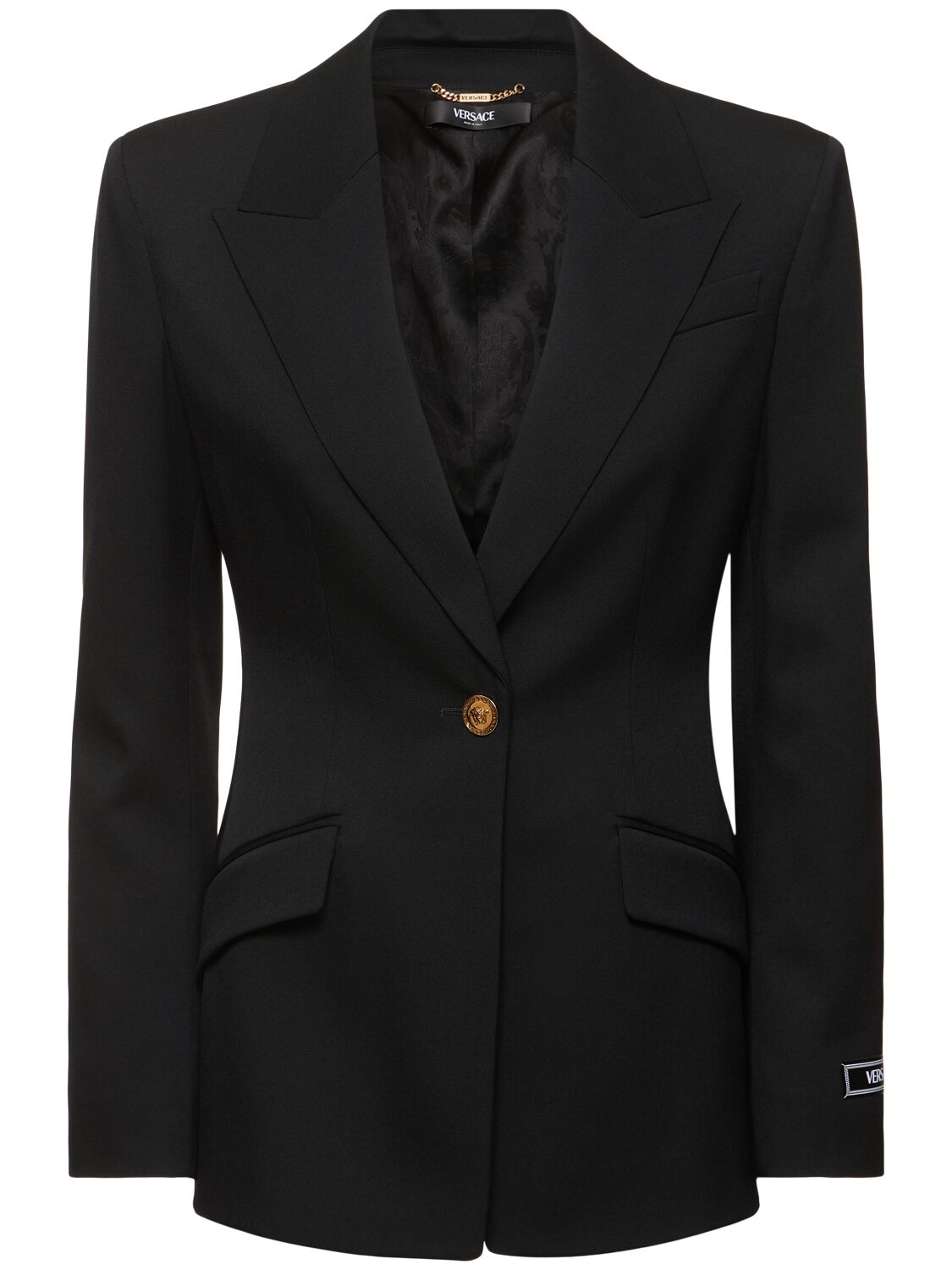 Versace Informal Stretch Wool Jacket In 黑色