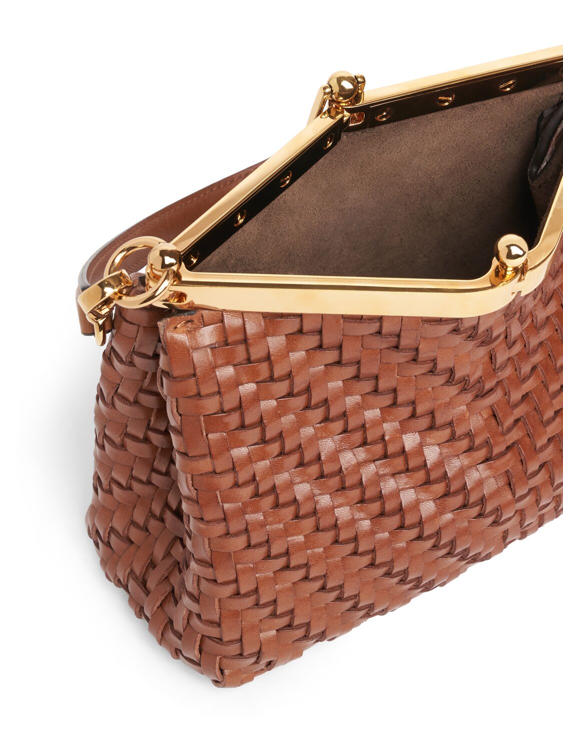 Shop Etro Small Vela Woven Shoulder Bag In Walnut