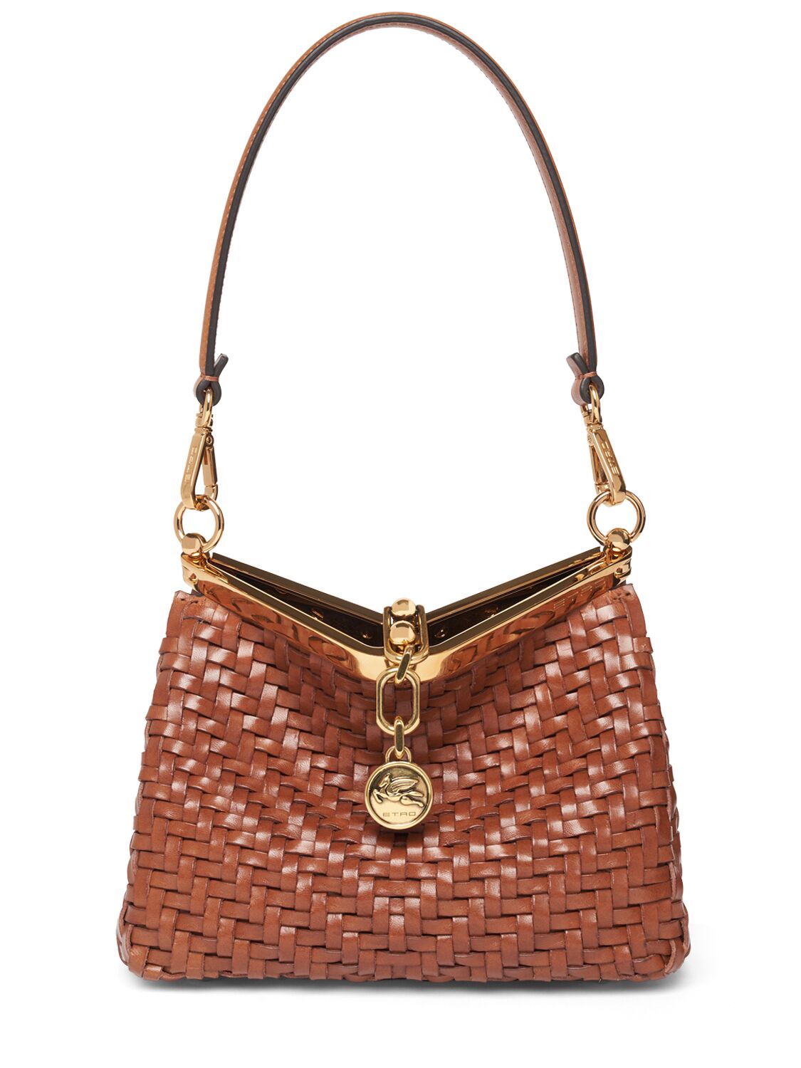 Etro Small Vela Woven Shoulder Bag In Red