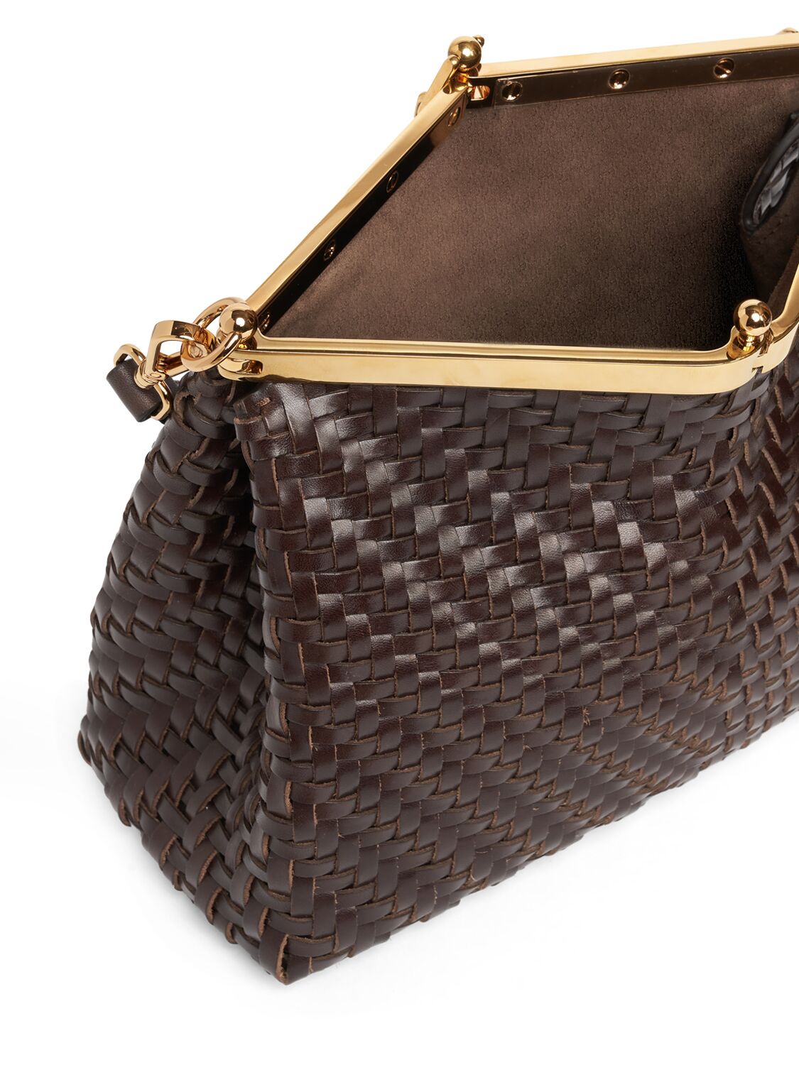 Shop Etro Medium Vela Woven Shoulder Bag In Brown