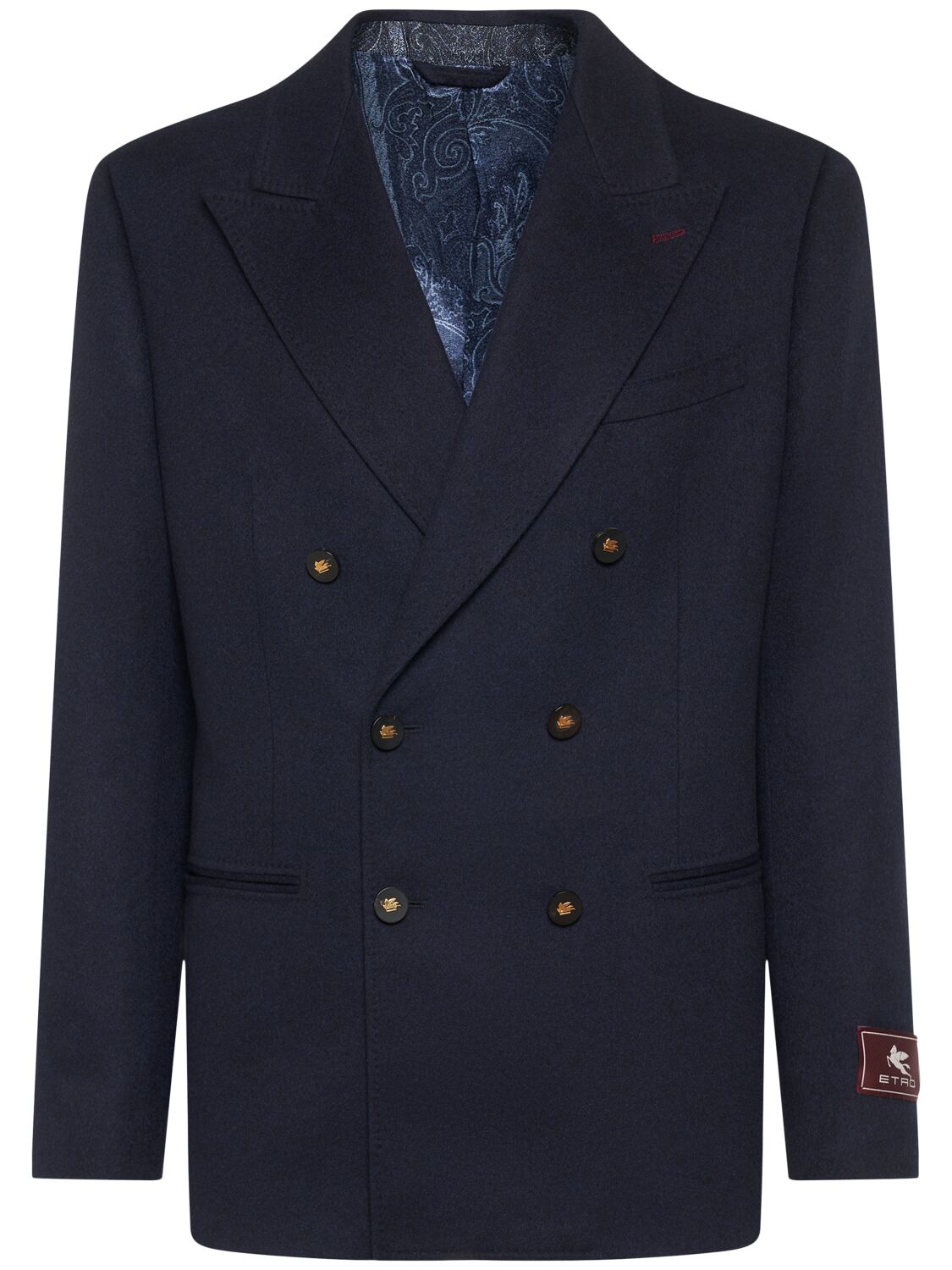 Etro Cashmere Double Breasted Blazer In Navy