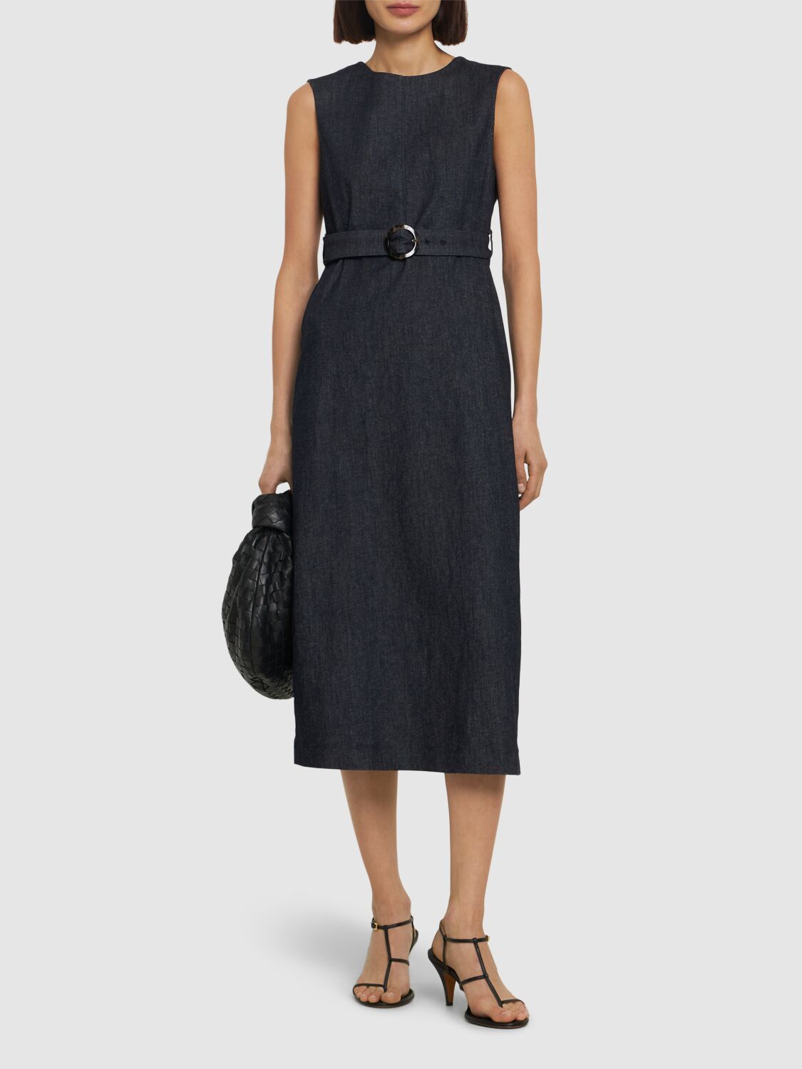 Shop 's Max Mara Lucilla Denim Sleeveless Midi Dress In Navy