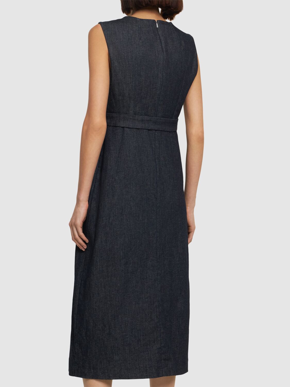 Shop 's Max Mara Lucilla Denim Sleeveless Midi Dress In Navy