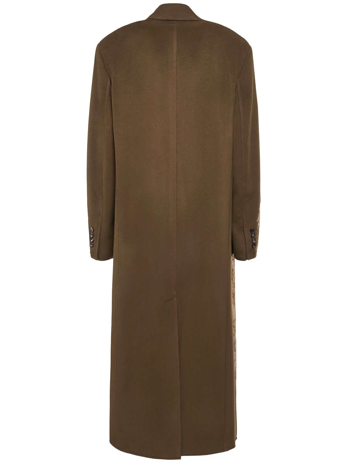 Shop Etro Wool & Cashmere Printed Long Coat In Brown/gold