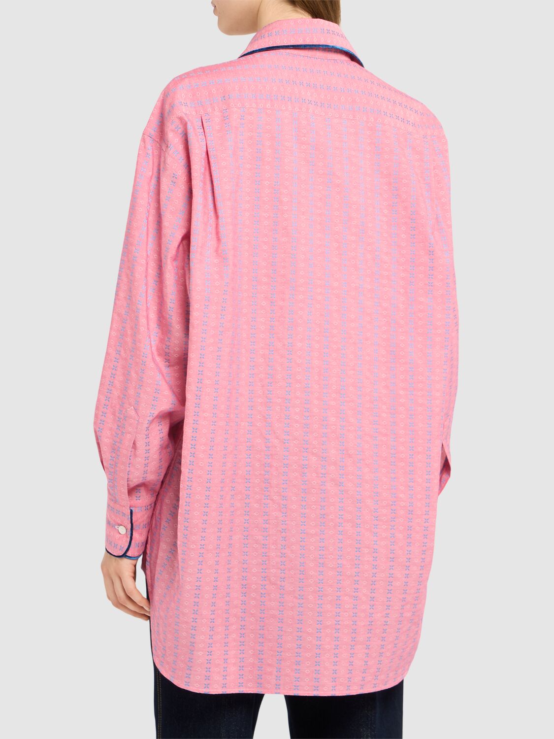 Shop Etro Striped Cotton Poplin Shirt In Pink/multi