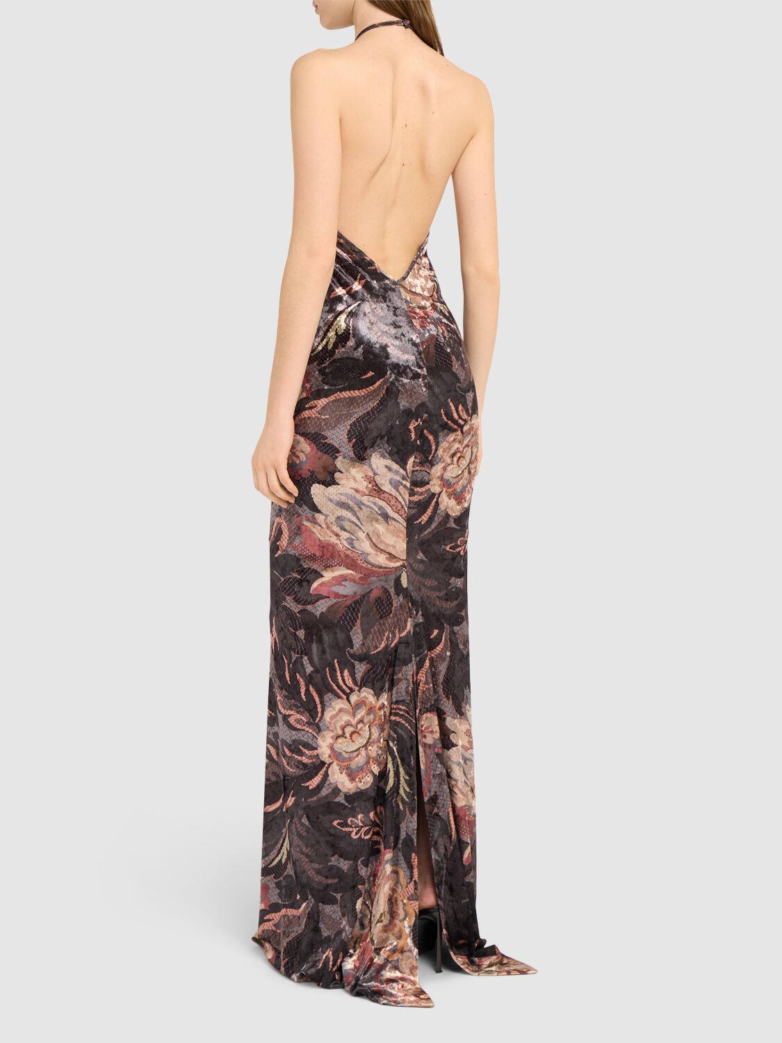 Shop Etro Printed Jersey Long Dress In Brown/multi