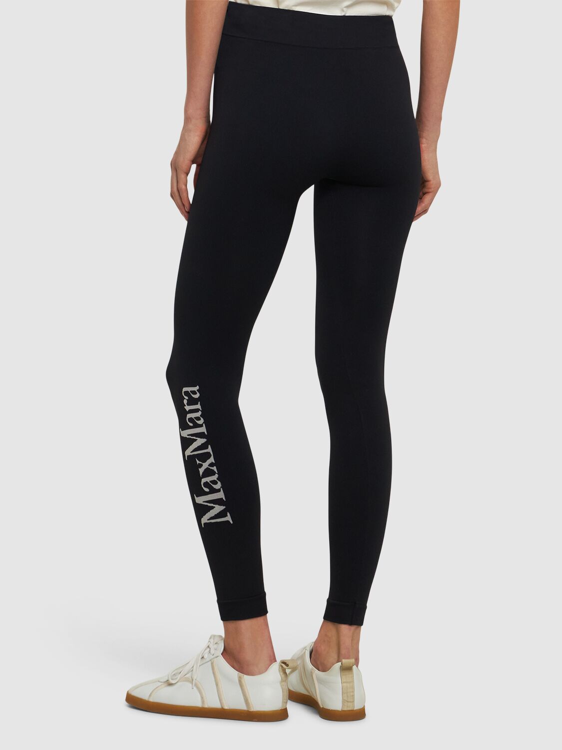 Shop 's Max Mara Basilea Logo Jacquard Leggings In Black