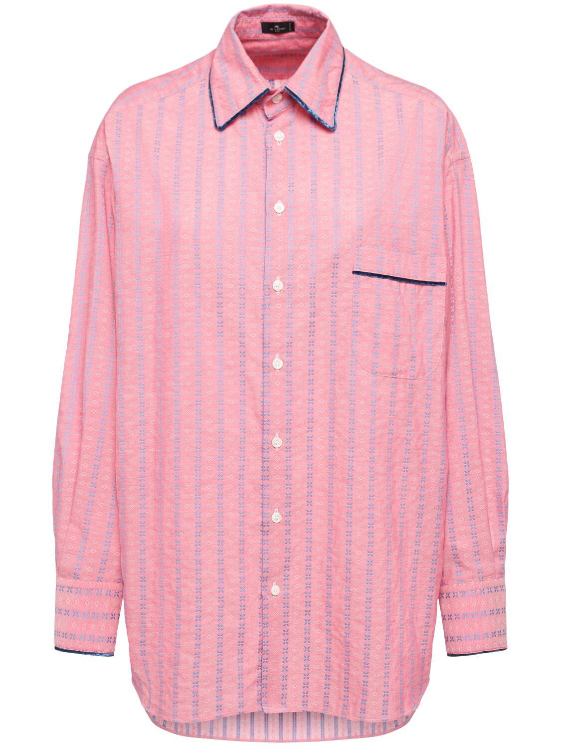 Etro Striped Cotton Poplin Shirt In Pink