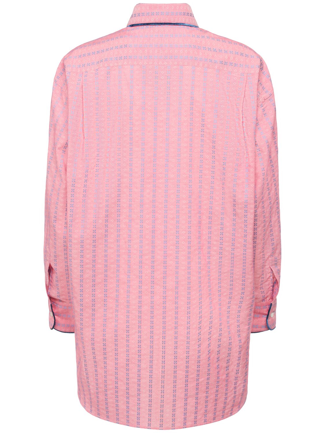 Shop Etro Striped Cotton Poplin Shirt In Pink/multi