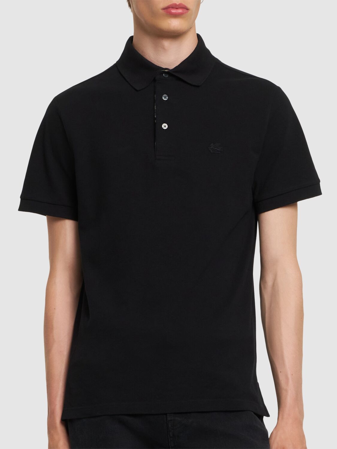 Shop Etro Cotton Polo In Black