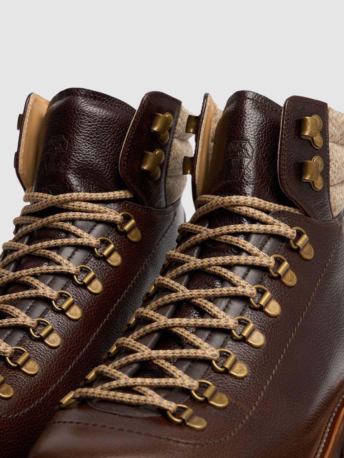 Shop Brunello Cucinelli Lace-up Leather Hiking Boots In Brown