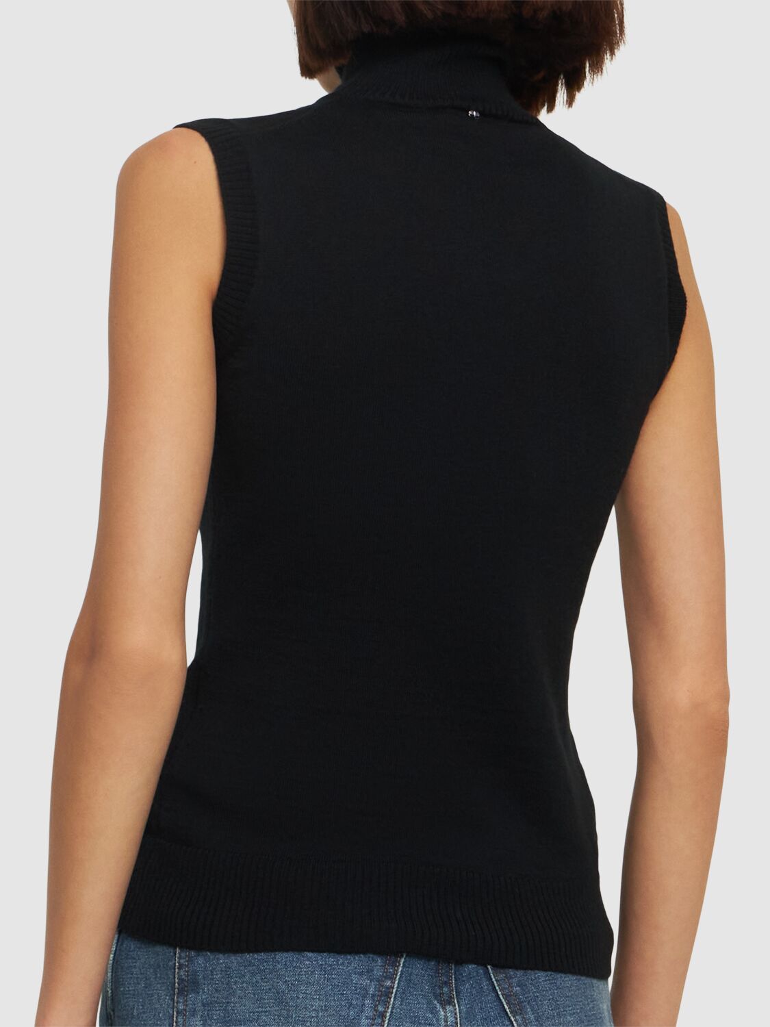 Shop Sportmax Ardenza Wool Turtleneck Vest In Black