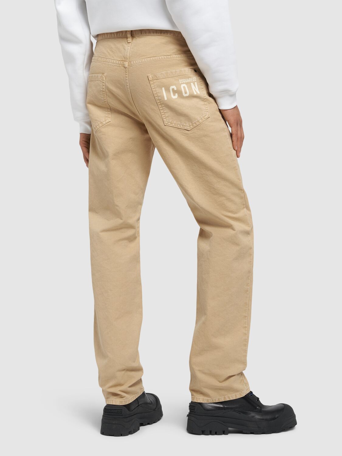 Shop Dsquared2 642 Cotton Pants In Beige