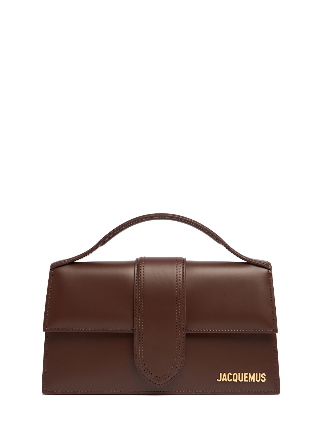 Shop Jacquemus Le Grand Bambino Smooth Leather Bag In Brown