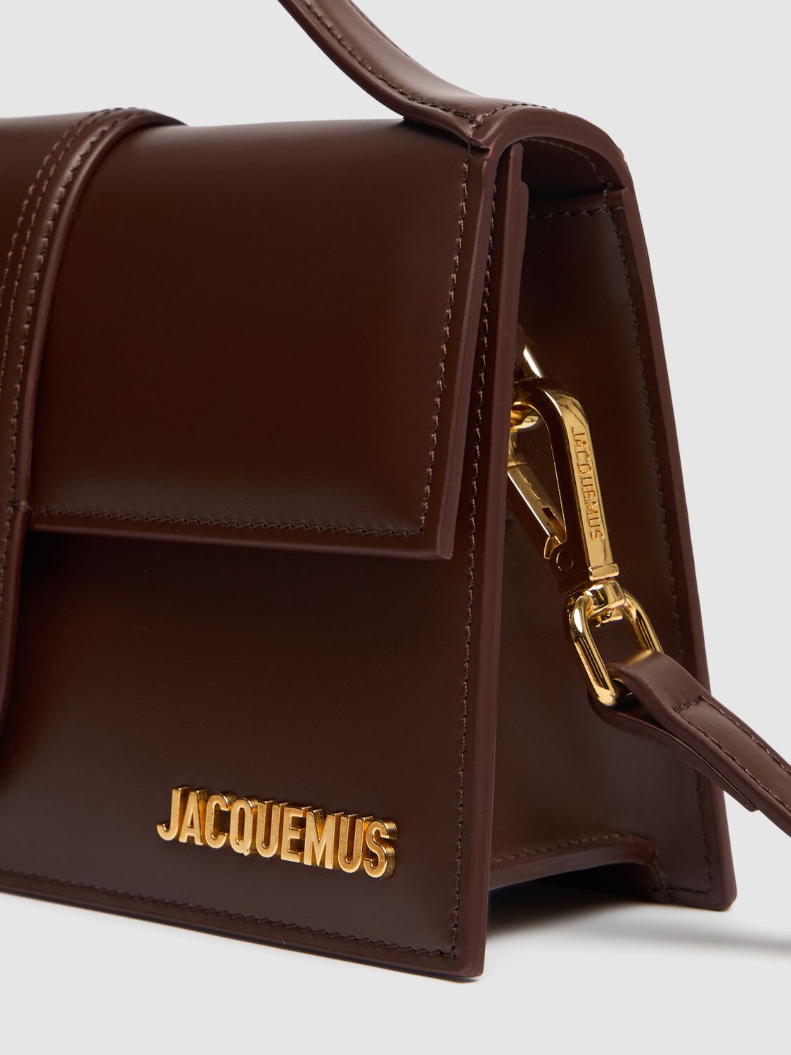 Shop Jacquemus Le Grand Bambino Smooth Leather Bag In Brown