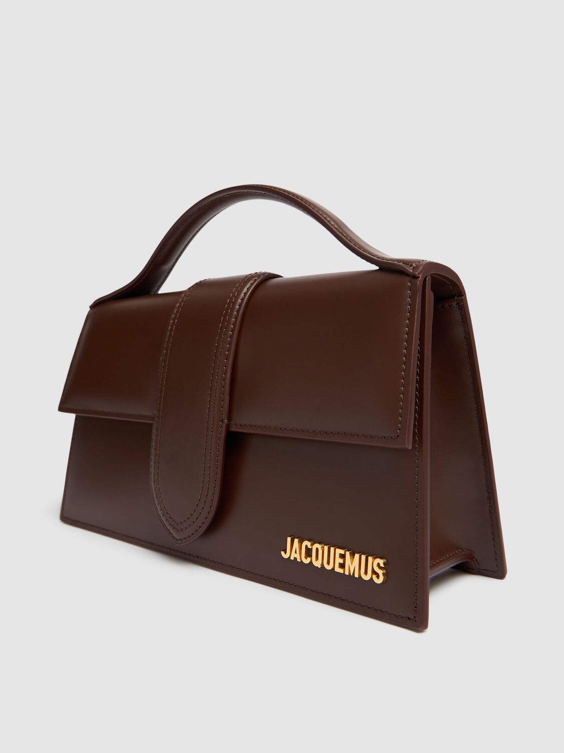 Shop Jacquemus Le Grand Bambino Smooth Leather Bag In Brown