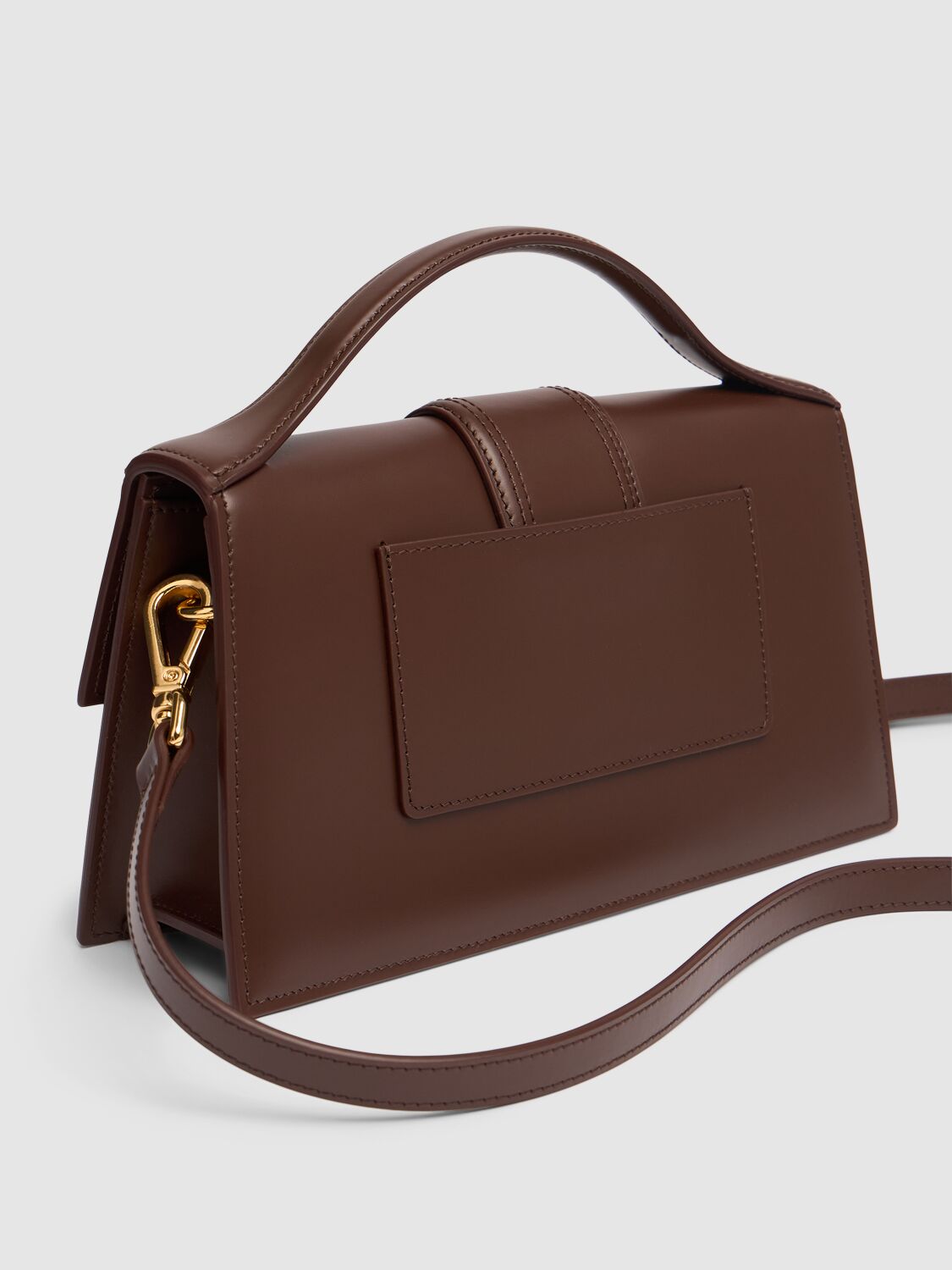 Shop Jacquemus Le Grand Bambino Smooth Leather Bag In Brown