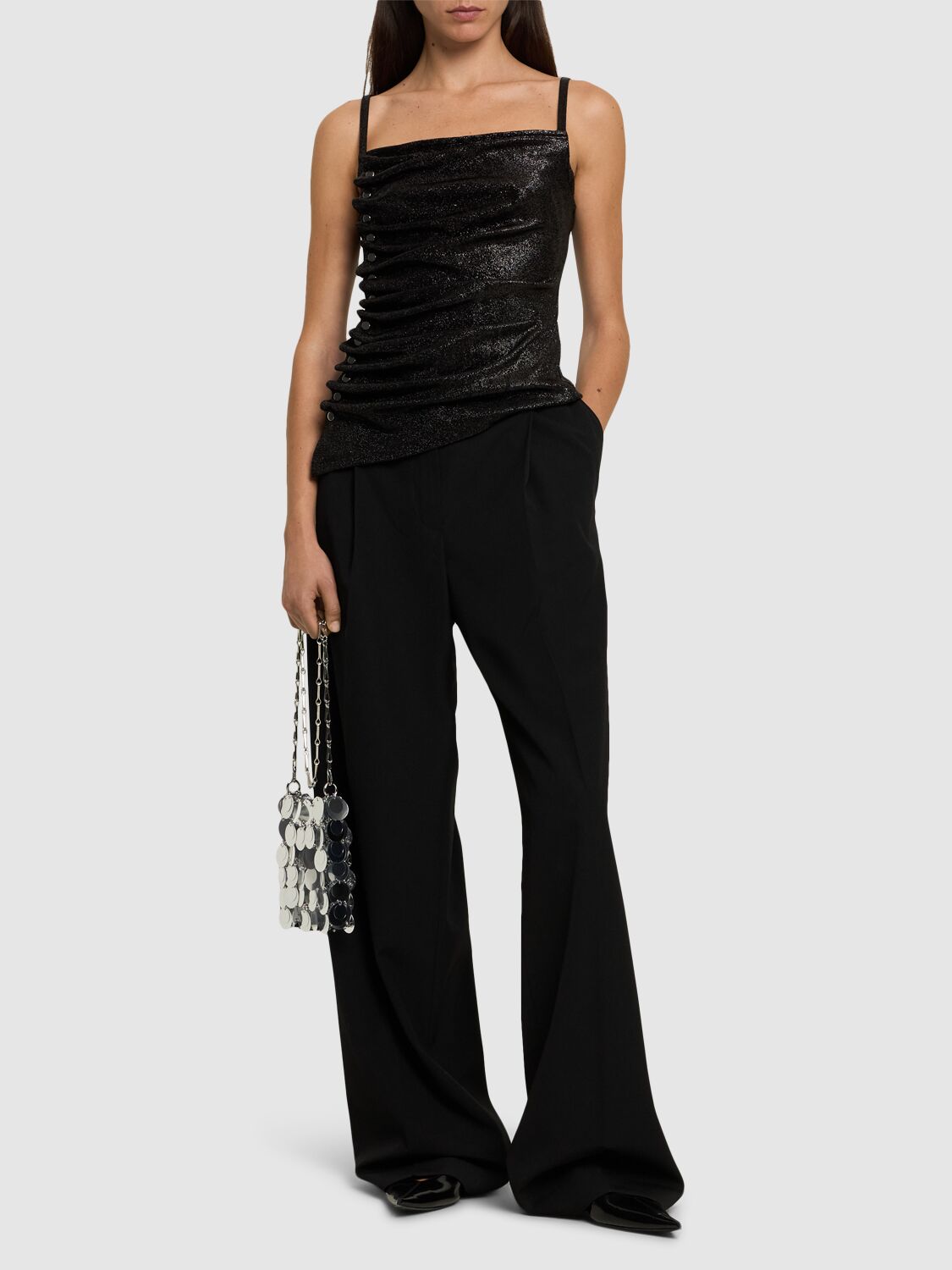 Rabanne Stretch Lurex Jersey Top In Black
