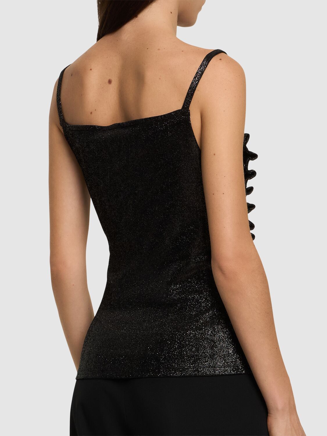 Rabanne Stretch Lurex Jersey Top In Black