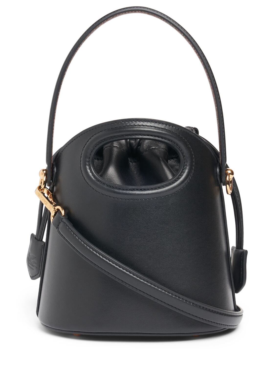 Shop Etro Mini Saturno Leather Bucket Bag In Black