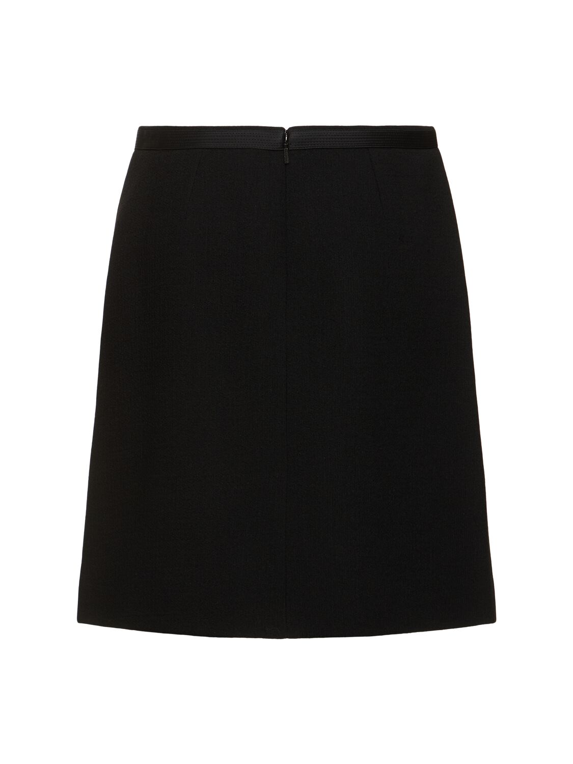 Shop Versace Double Wool Crepe Midi Skirt In 黑色