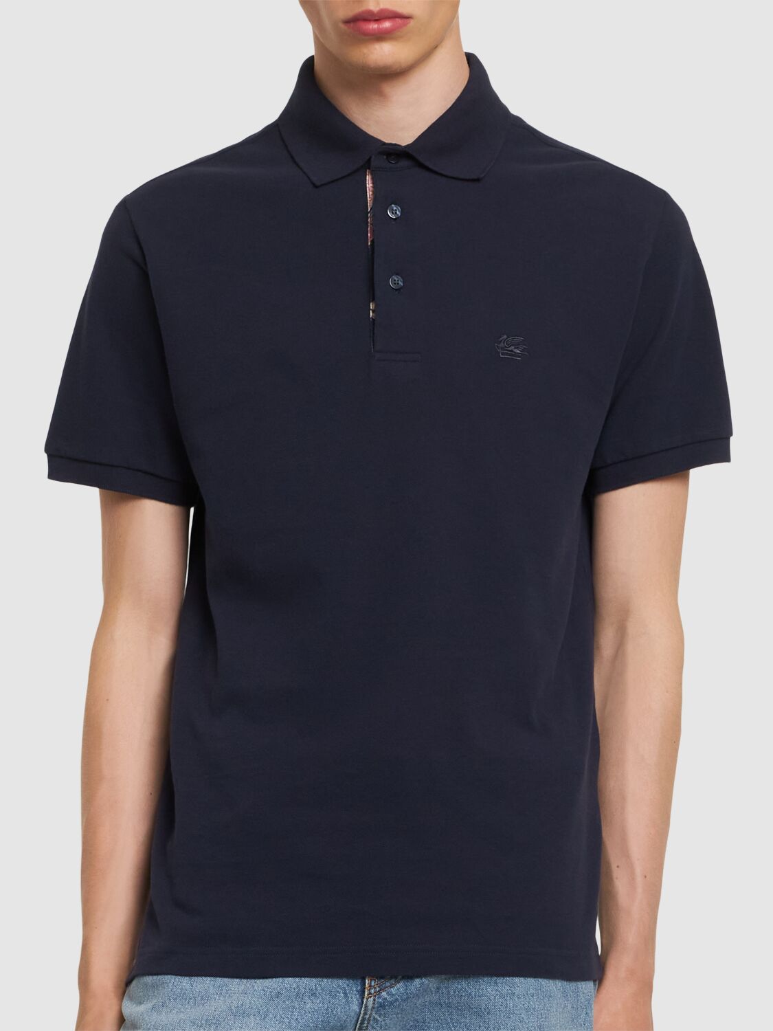 Shop Etro Cotton Polo In Dark Blue