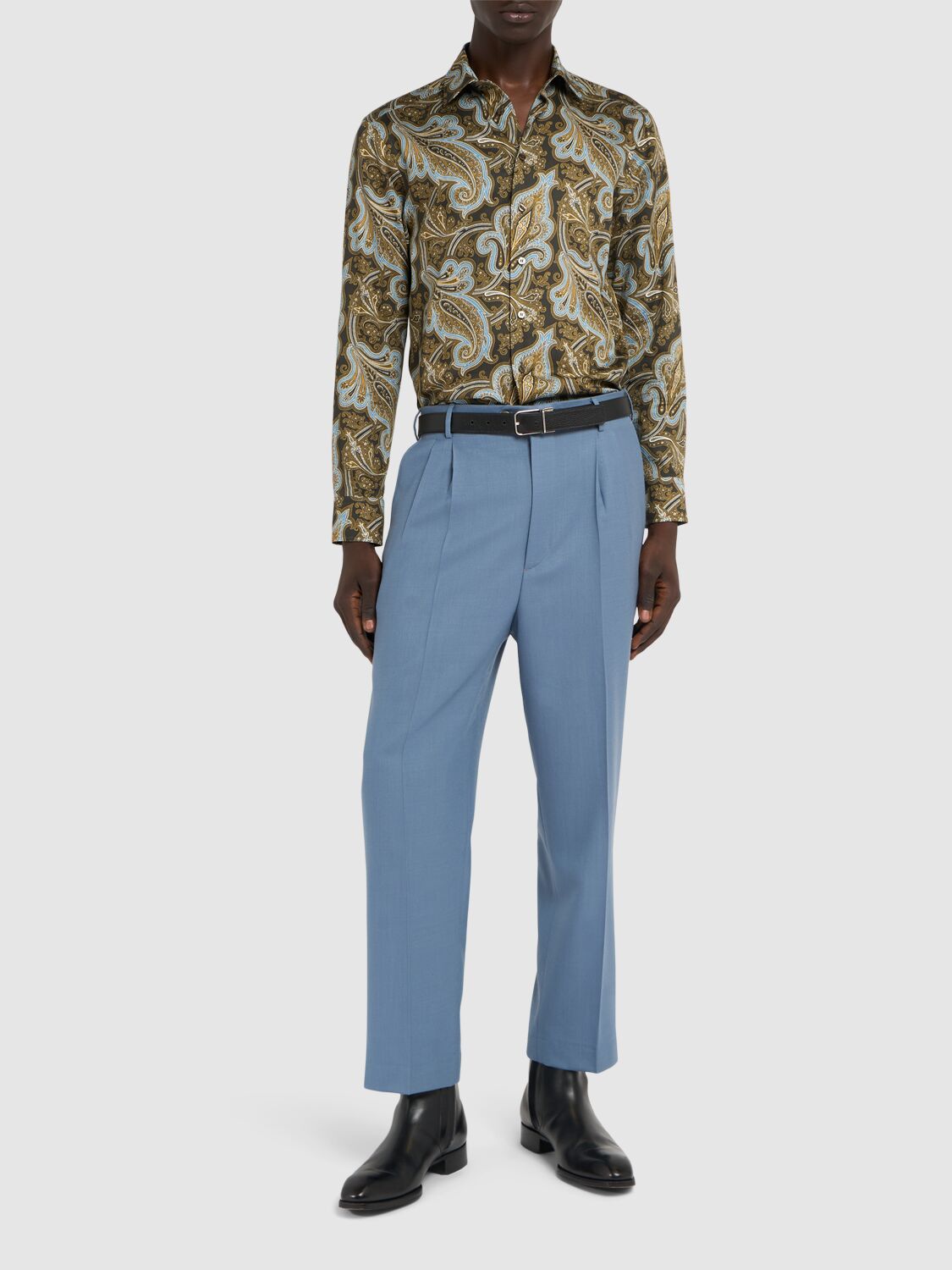 Shop Etro Paisley Printed Cotton Shirt In Green