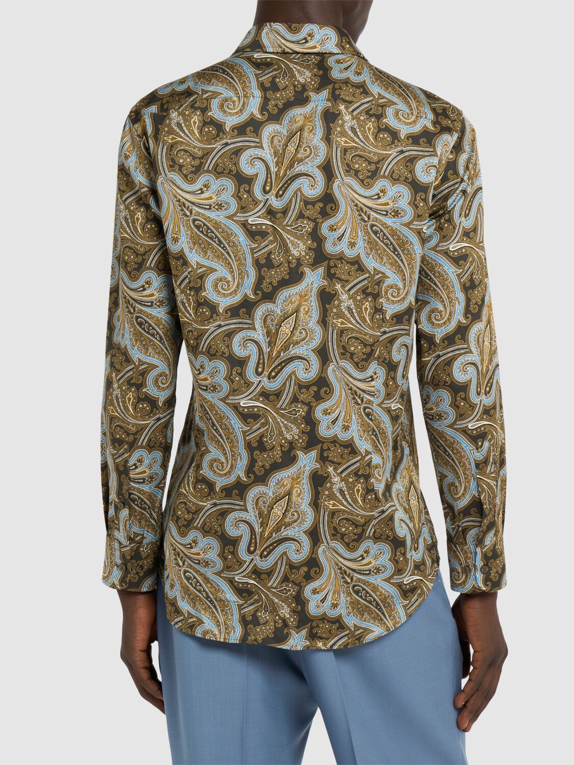 Shop Etro Paisley Printed Cotton Shirt In Green