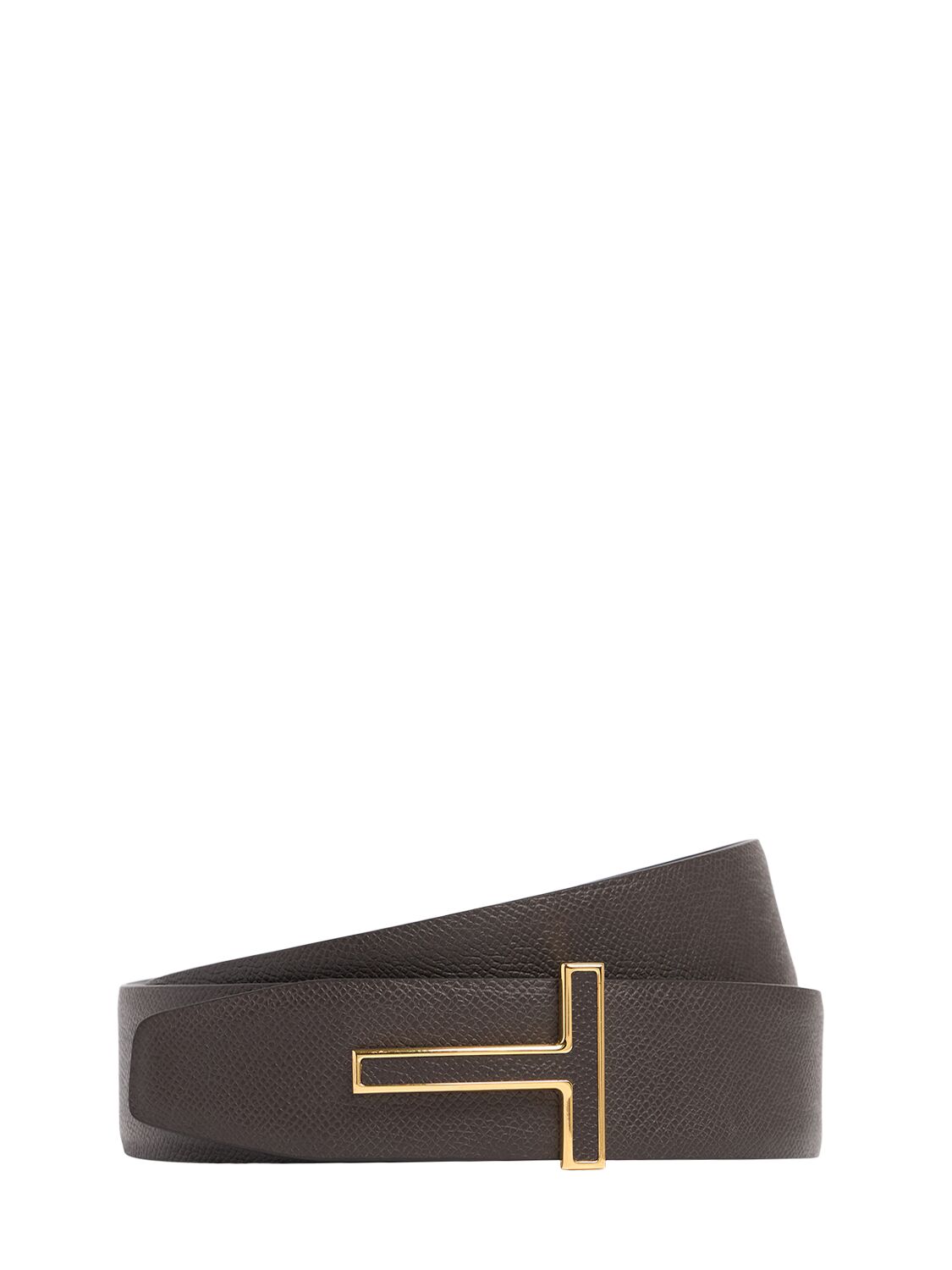 Tom Ford Leather T Belt In Chocolate