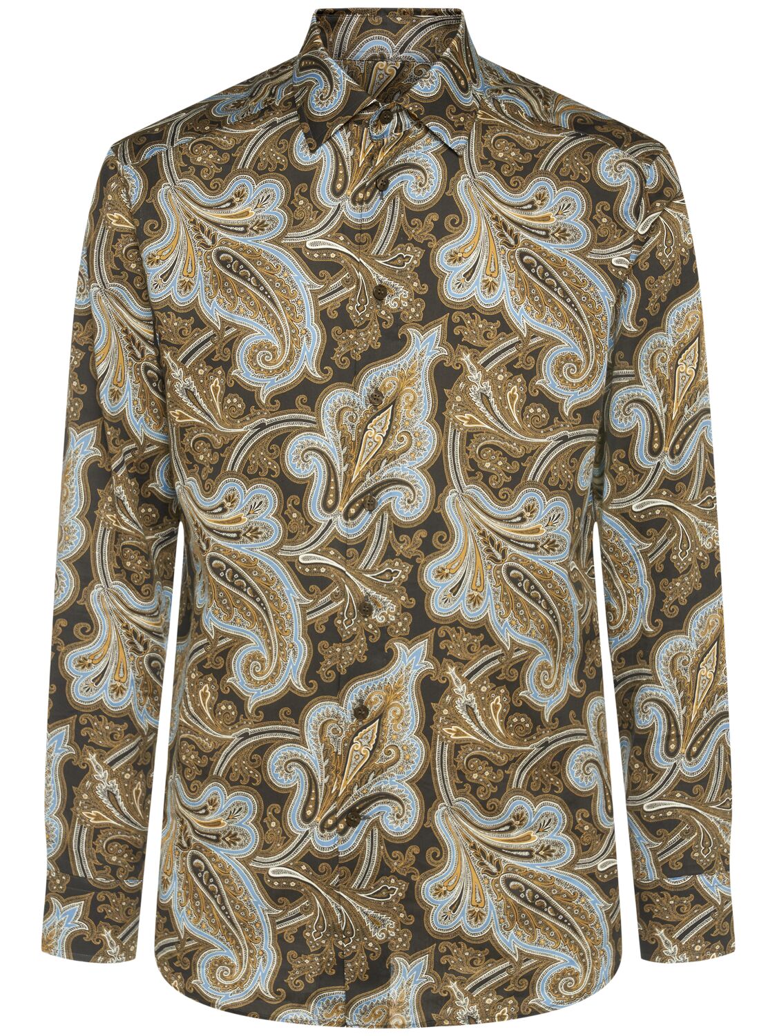 Etro Paisley Printed Cotton Shirt In Green