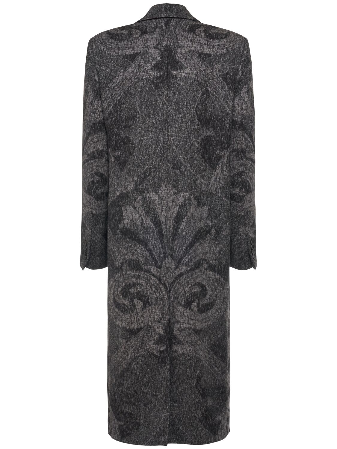 Shop Etro Double Breasted Wool Long Coat In Grey