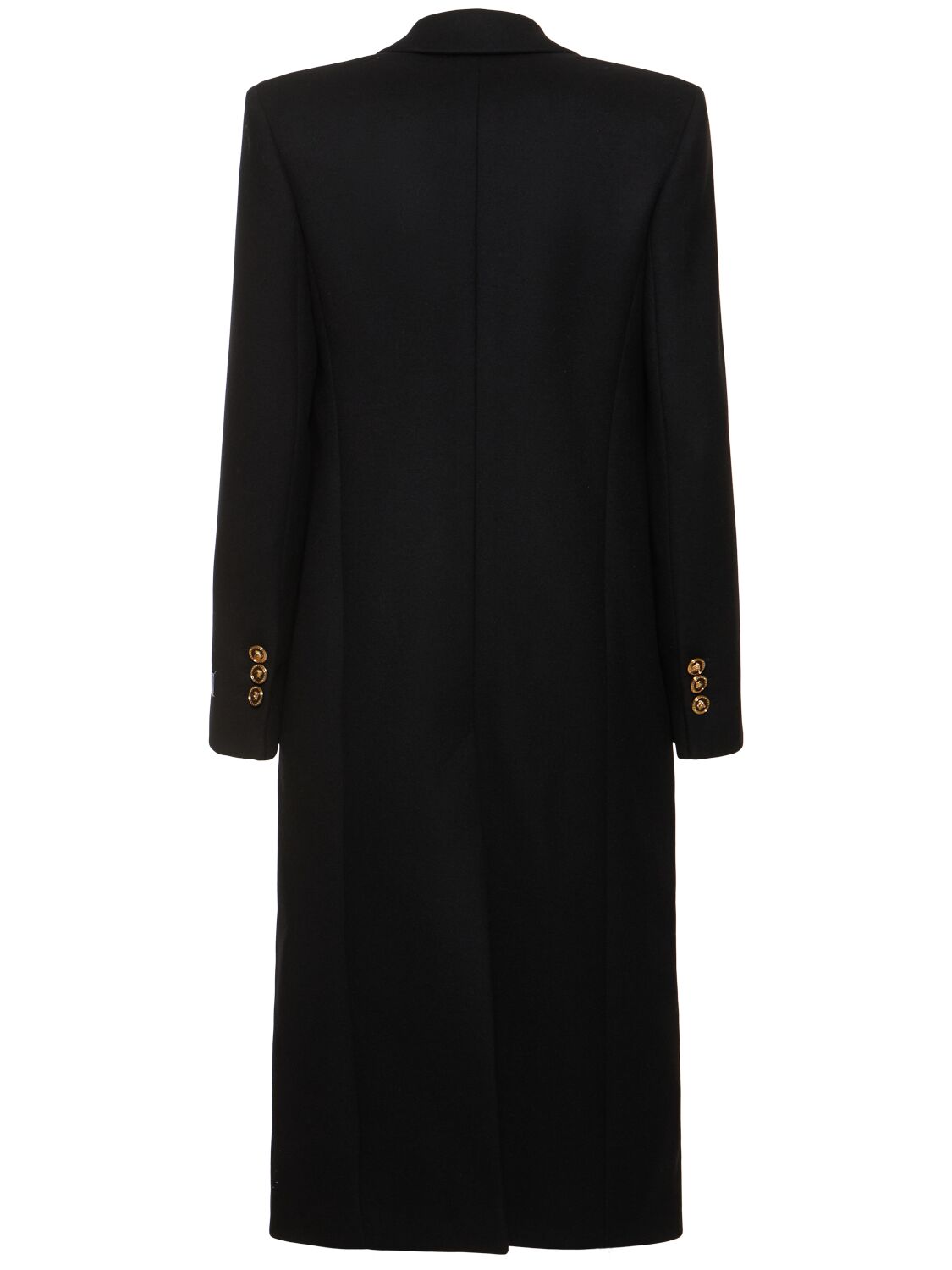 Shop Versace Long Wool Blend Coat In 黑色