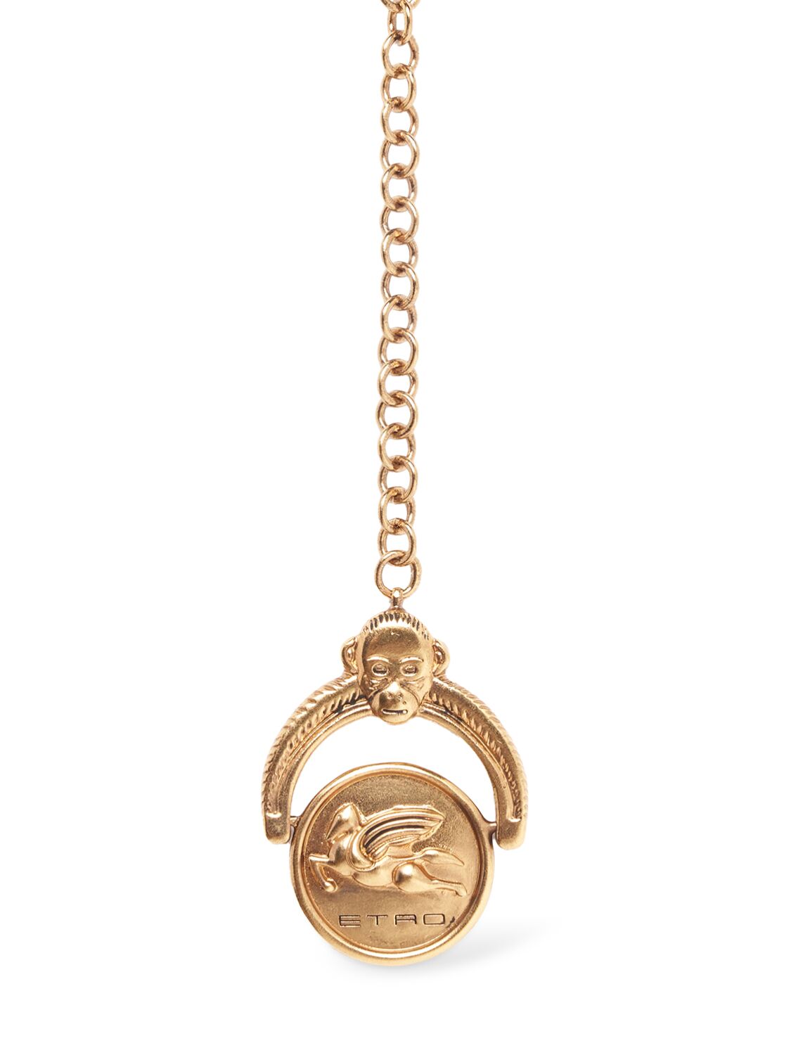 Etro Monkey Long Necklace In Gold