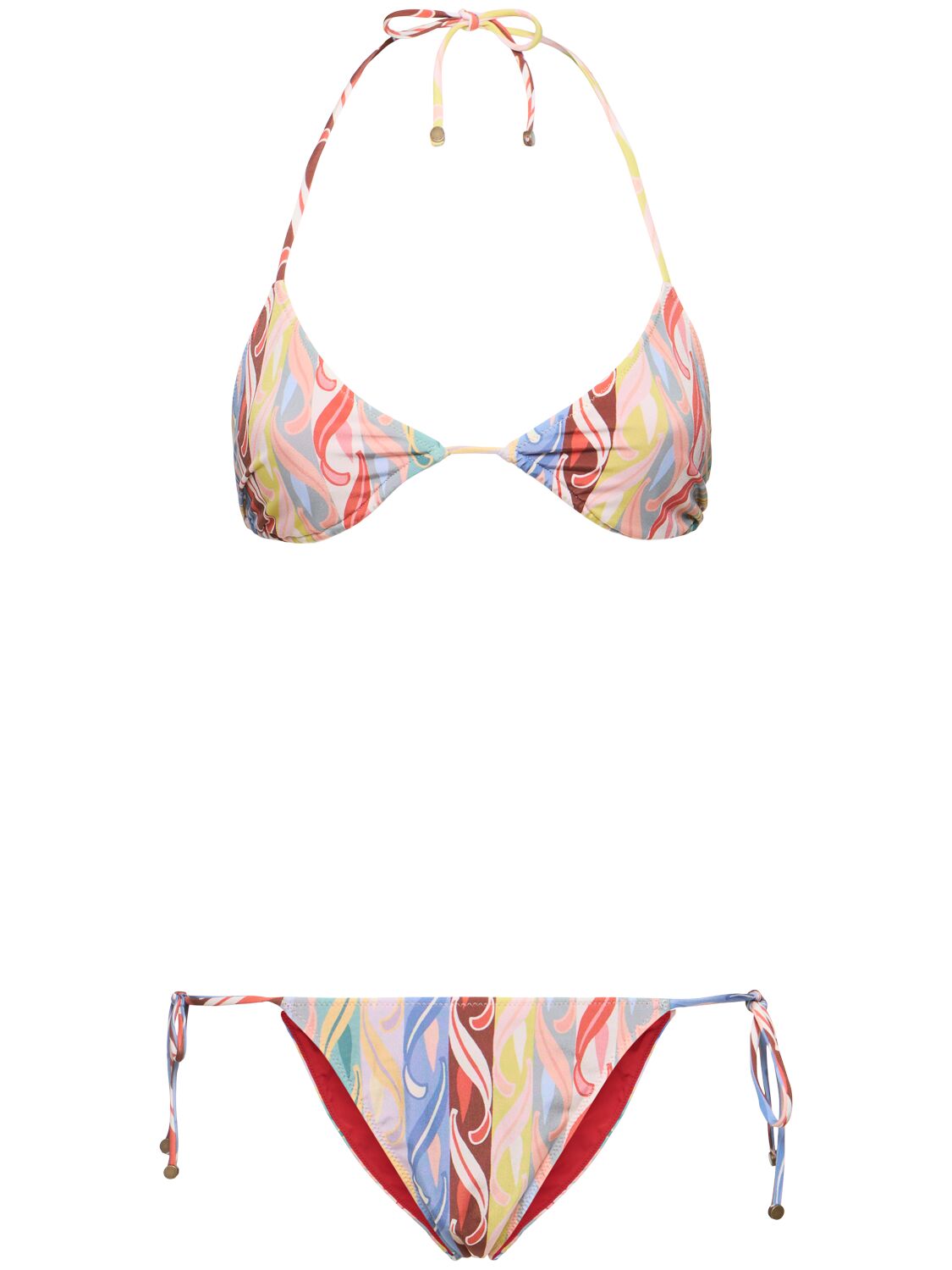 Etro Printed Lycra Triangle Bikini Set In 紫色/多色