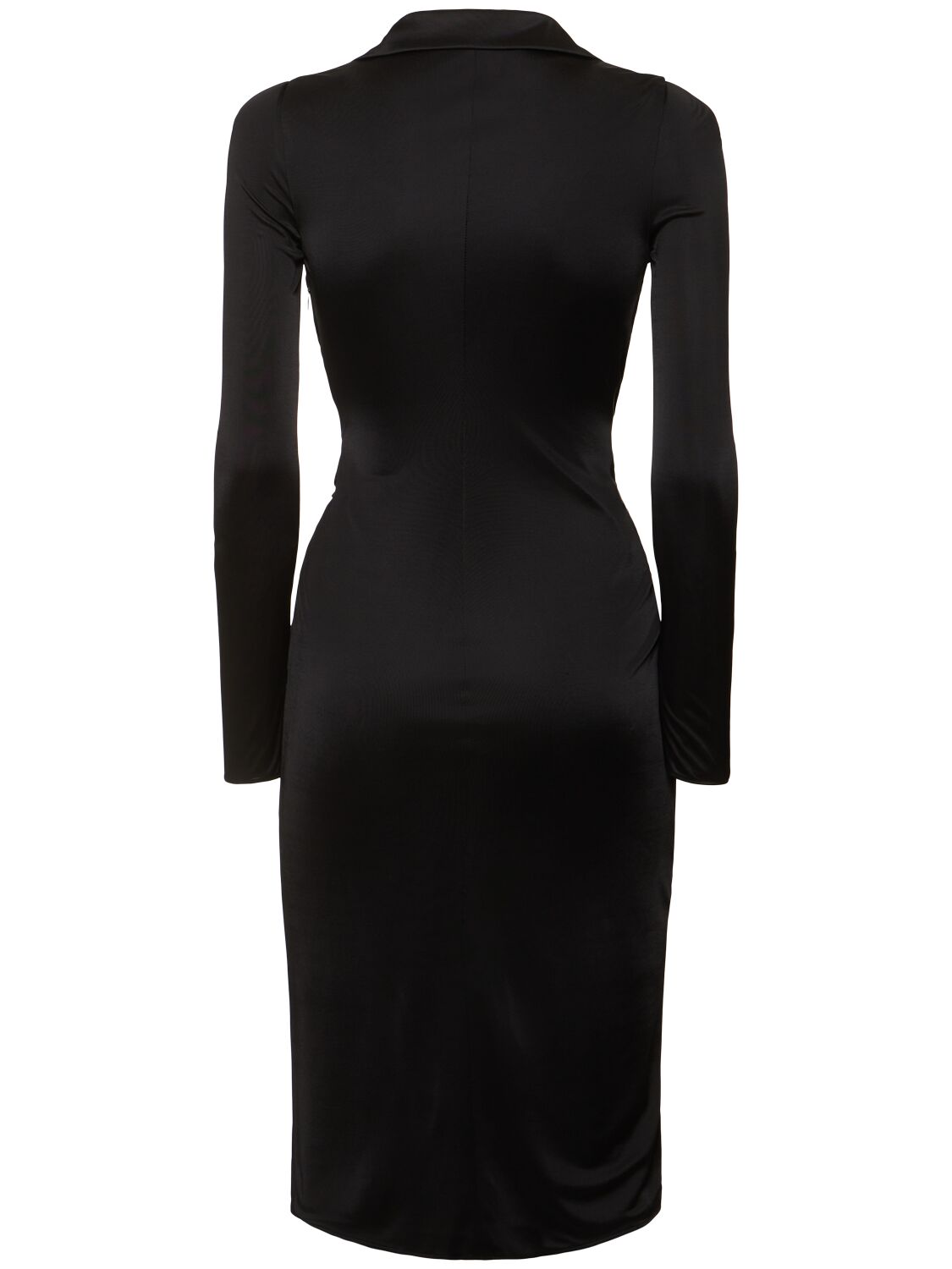 Shop Versace Stretch Crepe Jersey Wrap Midi Dress In 黑色