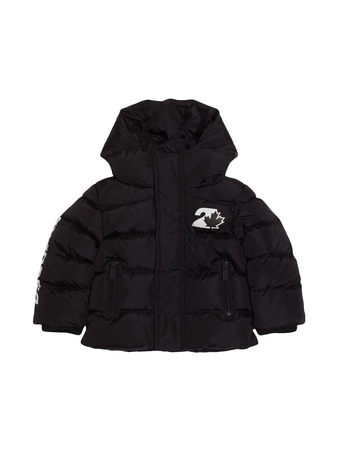 Dsquared2 Hooded Nylon Puffer Jacket In Black