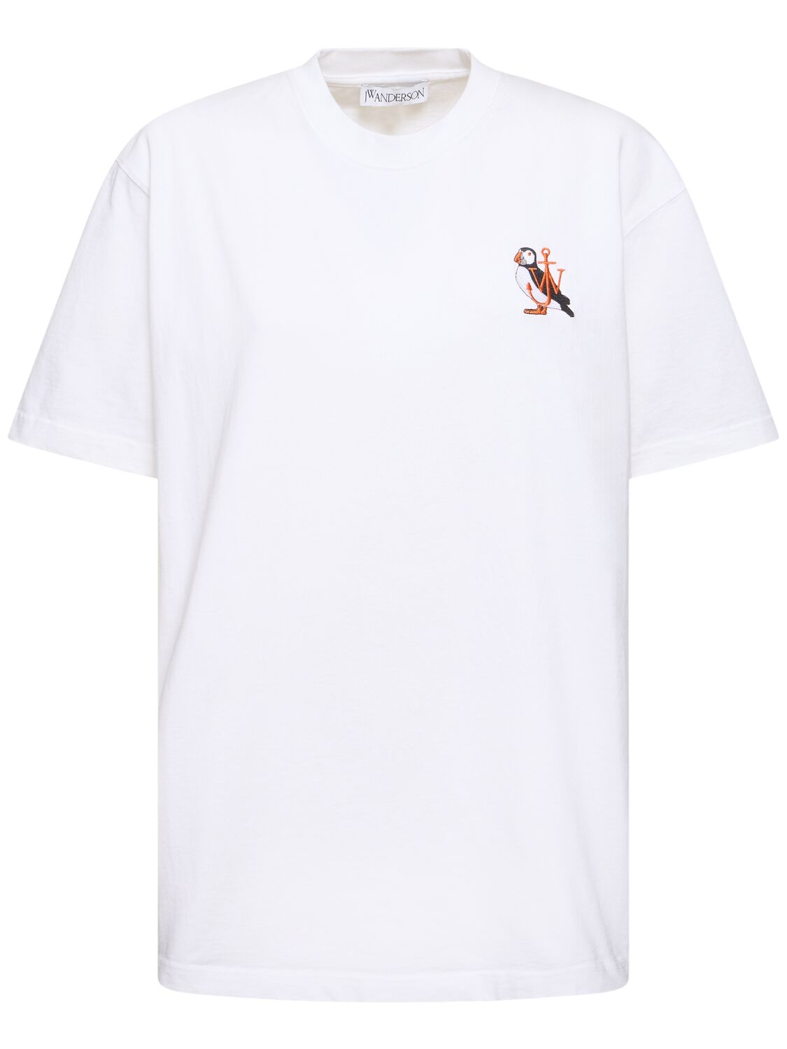 Shop Jw Anderson Puffin Cotton Jersey T-shirt In White