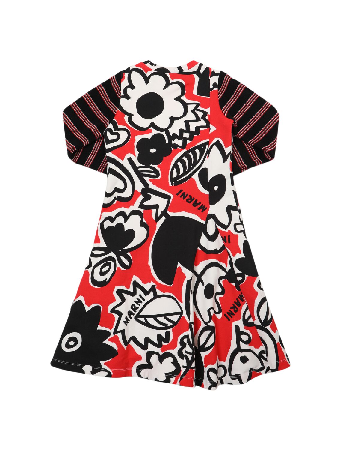 Shop Marni Junior Printed Cotton Dress In Red/multi