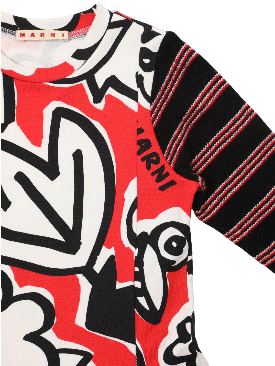 Shop Marni Junior Printed Cotton Dress In Red/multi