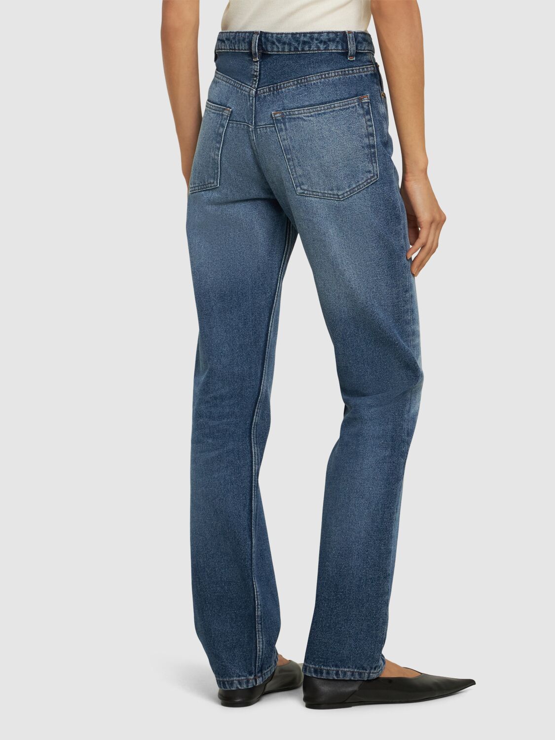 Shop Apc Kylie Mid Rise Straight Denim Jeans In 蓝色