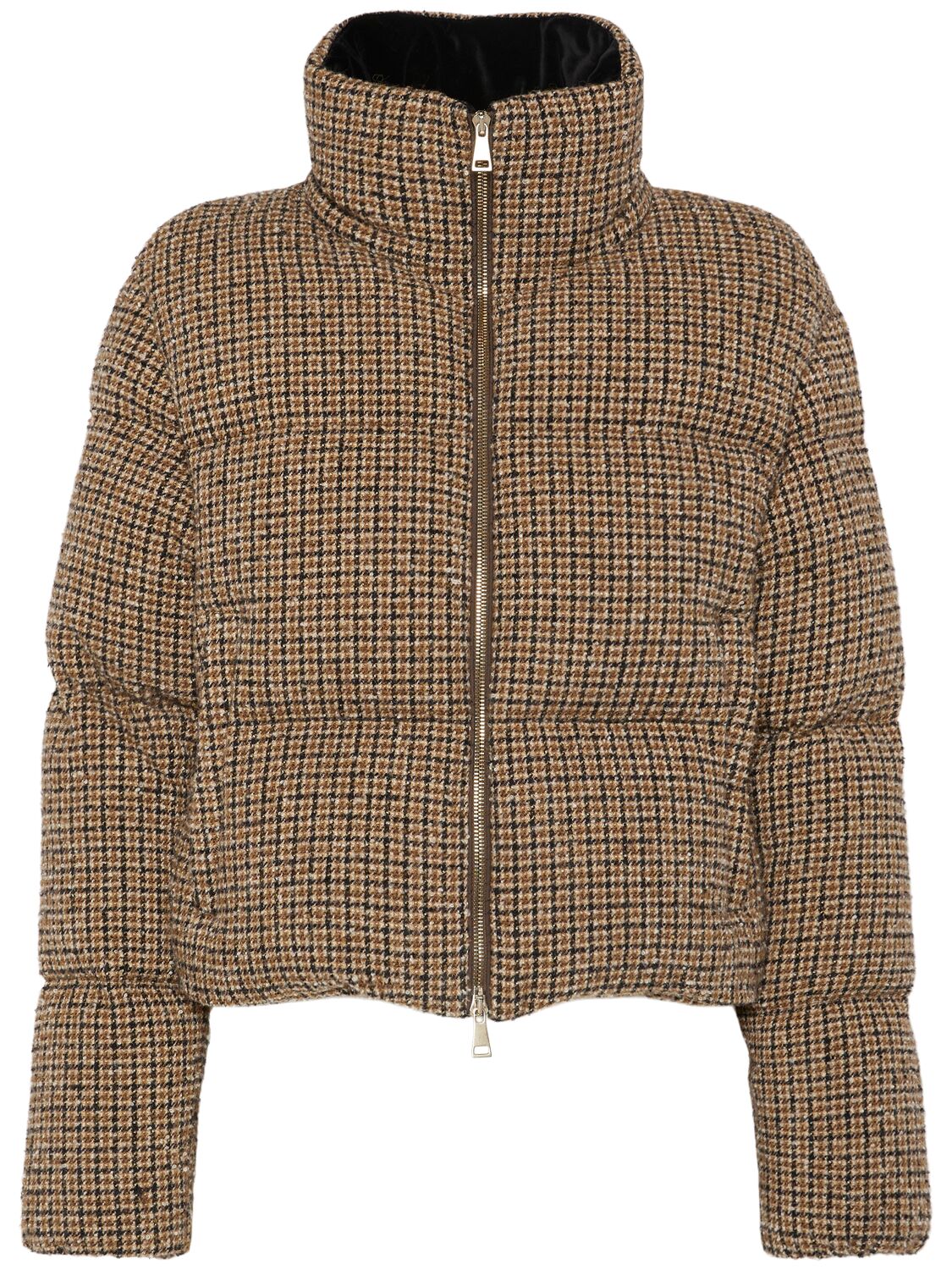 Shop Moncler Seboune Wool Blend Down Jacket In Beige