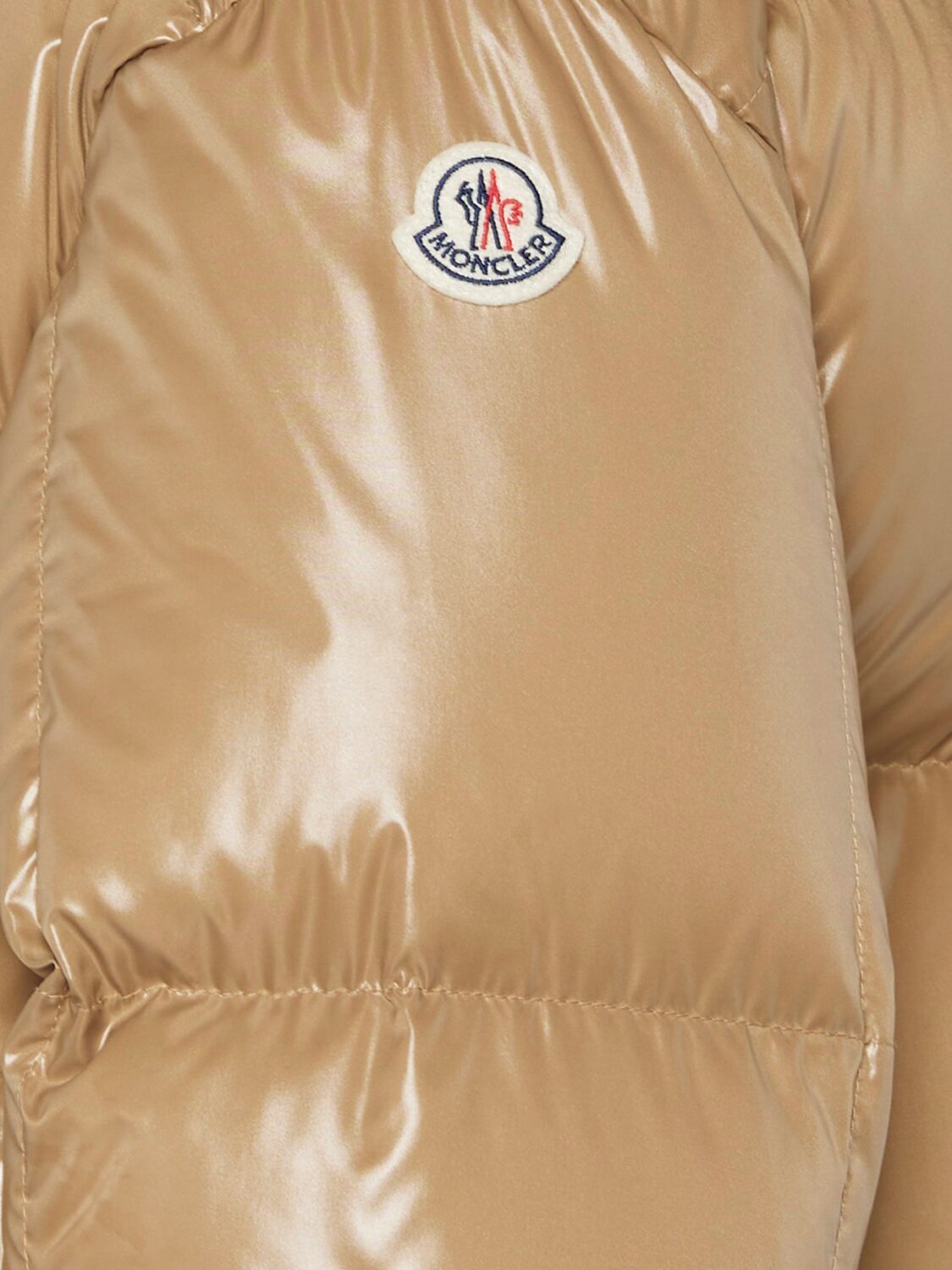 Shop Moncler Parana Nylon Laqué Down Jacket In Beige