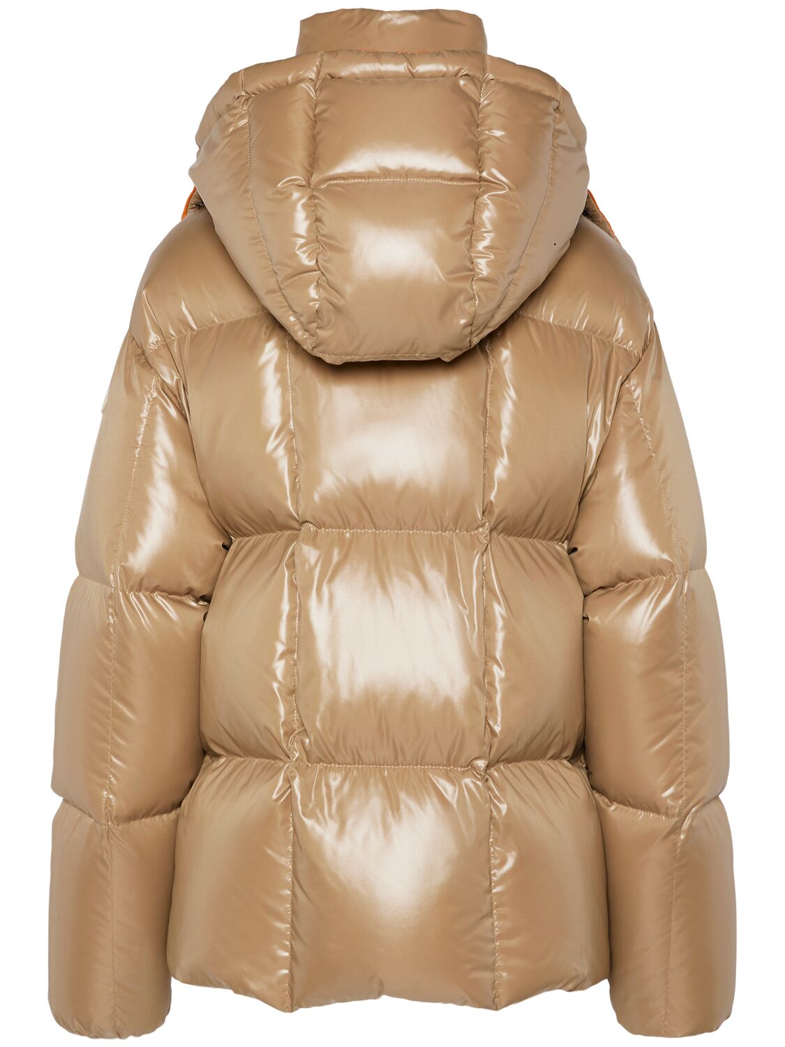 Shop Moncler Parana Nylon Laqué Down Jacket In Beige