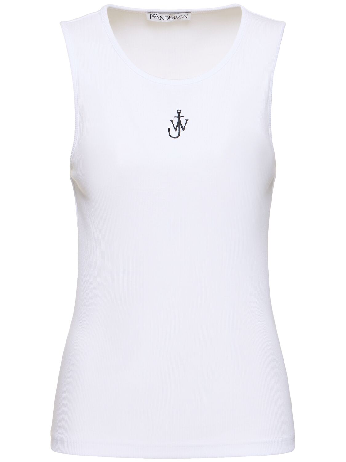 Jw Anderson Anchor Logo Stretch Cotton Tank Top In White