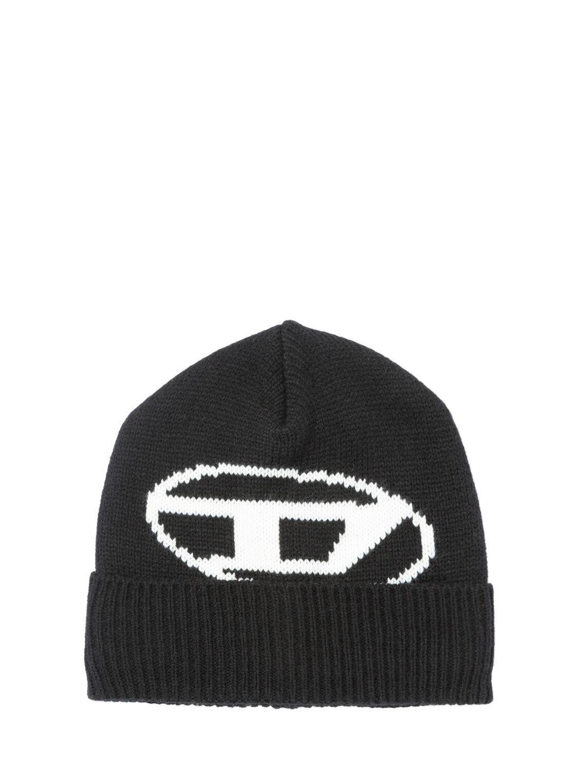 Diesel Poly Knit Beanie W/logo In Black