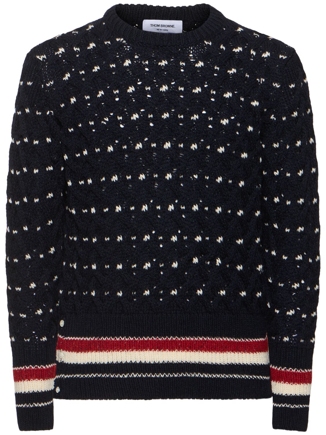 Thom Browne All Over Cable Stitch Classic Sweater In Navy