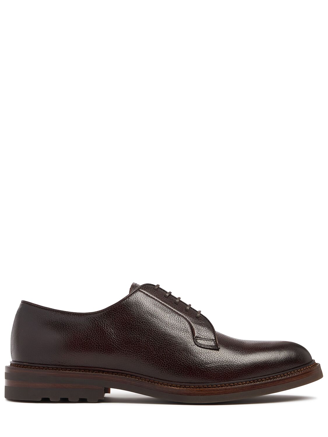 Shop Brunello Cucinelli Leather Derby Shoes In Brown